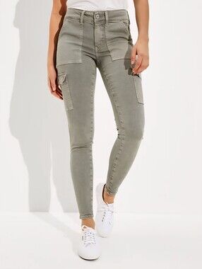 Sz 6 AE Ne(x)t Level Jegging Light Olive Grey Cargo Skinny Jeans